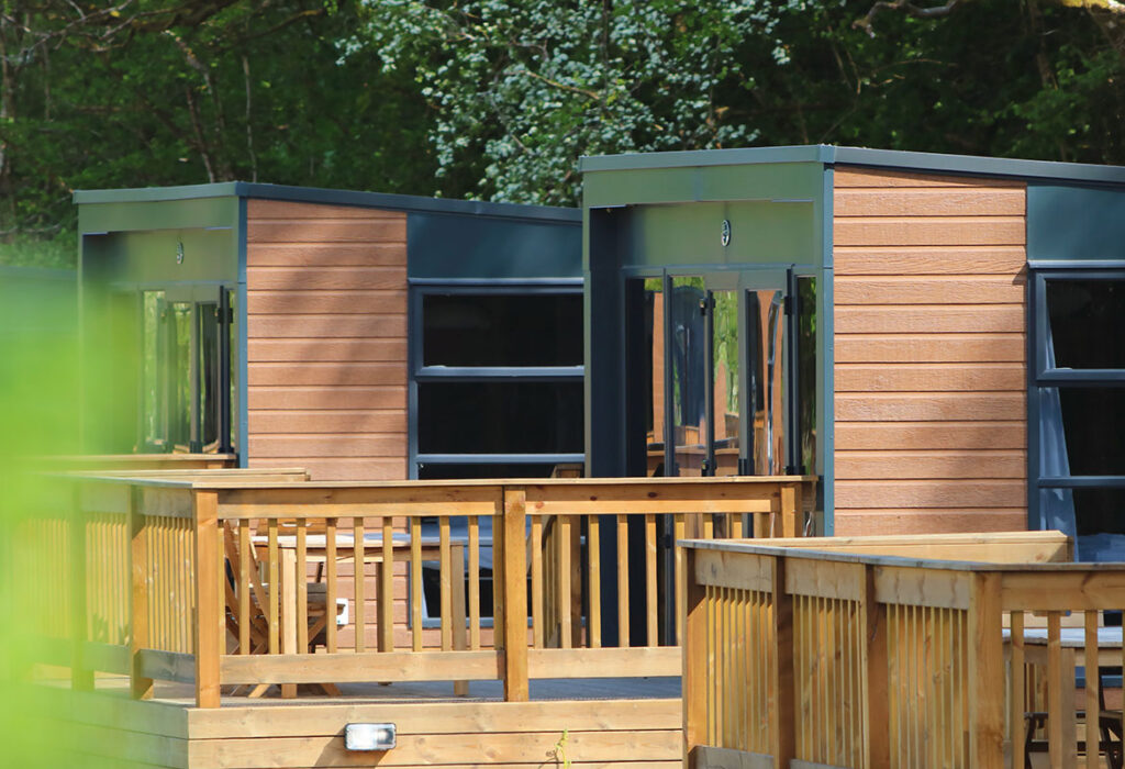 Exterior view of multiple glamping pods