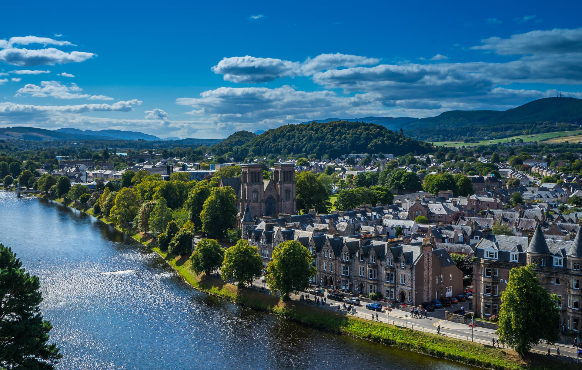 View of Inverness skyline with the cathedral in the foreground
